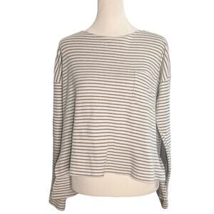 Fate | Breton Nautical Stripe Cotton Terry Sweatshirt | Blue & White | Medium